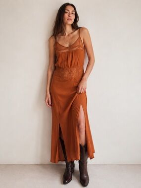 NWOT NÜ Denmark Lace Slip Maxi Dress | Scandinavian Boutique Open Back Dress